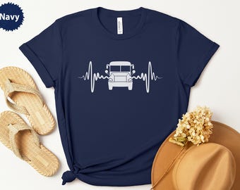 School Bus Heartbeat T-Shirt, Bus Driver Tee, School Vehicle Love, Gift for Bus Enthusiast, Transportation T Shirt, Cool Bus Gift