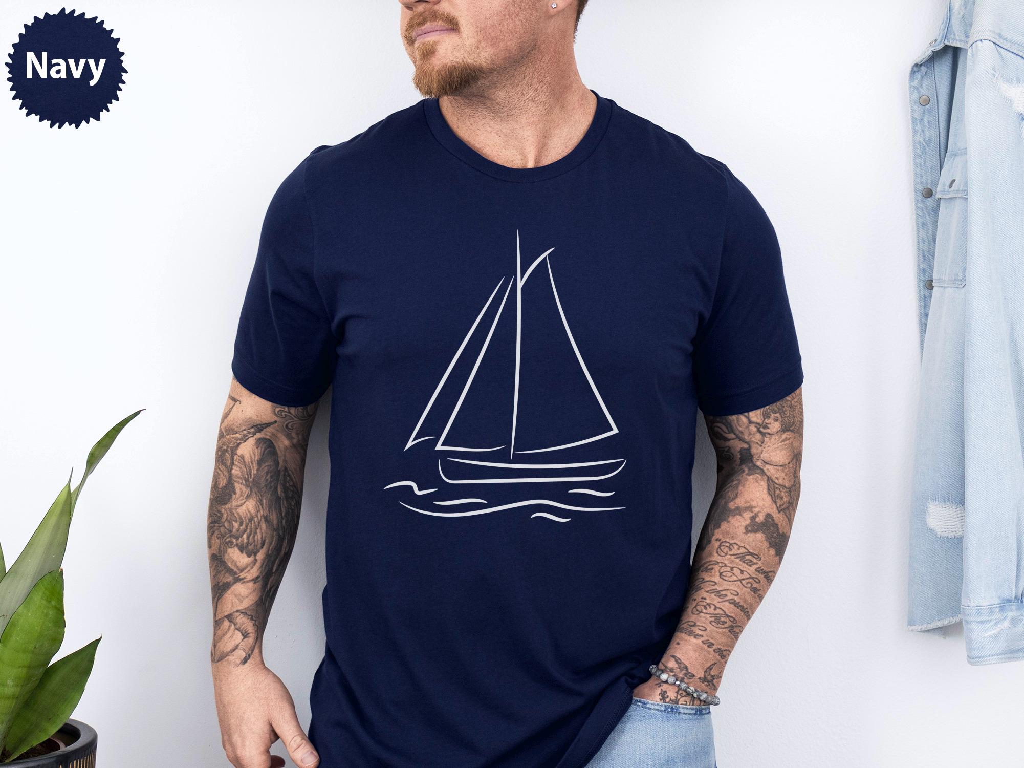 Minimalist Sailboat T-shirt, Nautical Line Art Tee, Sailing