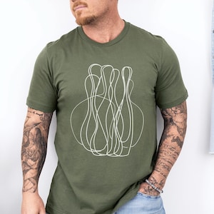 Minimalistisch bowling-T-shirt: T-shirt met lijntekeningen