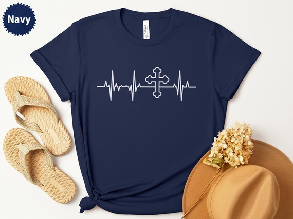 Christian Heartbeat T-Shirt, Religious ECG Design, Faith Inspired Tee, Gift for Christians, Church Apparel, Minimalist Christian