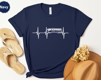 Bus Heartbeat T-Shirt, Tour Bus Life Tee, Travel Lover Gift, Bus Driver Heartbeat, Vehicle Graphic Shirt, Bus Fan Gift, Road Trip Shirt
