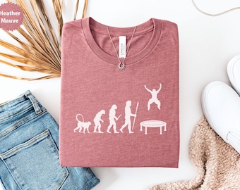 Trampoline Evolution T-Shirt, Funny Human Evolution T Shirt, Jumping T Shirt, Trampoline Lover T Shirt, Gift T Shirt, Gymnast T Shirt
