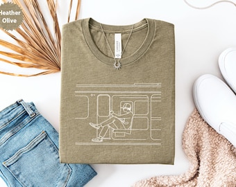 Subway T Shirt, Minimalist Line Art Tee, City Commute Shirt, Transit Graphic, Cool Urban Design, Unisex Apparel, Modern Style TShirt