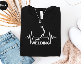 Welding Heartbeat T-Shirt, Welder Gift, Welding Life, Job T Shirt, Welding Spark, Welder Pulse Shirt, Funny Welder Tee, Welding Hood Shirt