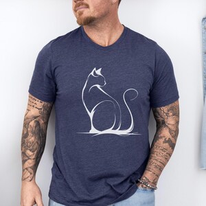 Cat Graphic Tee, Unique Cat Outline Shirt, Casual Cat Lover Gift, Stylish Cat Shirt, Trendy Animal T-shirt, Unisex Cat Graphic Top