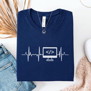 Programmer Heartbeat T-Shirt, Coding Lover Tee, Computer Science Gift, Developer Life, Tech Enthusiast Shirt, Software Engineer Apparel