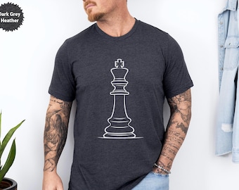 Chess King T-Shirt, Chess Piece Design, Chess Lover Gift, Minimalist Chess Tee, Strategy Game Shirt, Gift For Board Game Player, King T