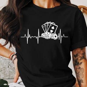 Poker Heartbeat T-Shirt, Four Aces Tee, Gambling Lover Gift, Casino Shirt, Card Player, Game Night, Lucky Cards Shirt, Winning Hand Top
