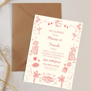 Plantilla para fiesta de fuga en Las Vegas, invitación posterior a la boda, boda en Las Vegas