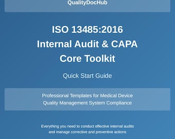 Kit di strumenti per audit interno e CAPA ISO 13485 / Modelli per la qualità dei dispositivi medici