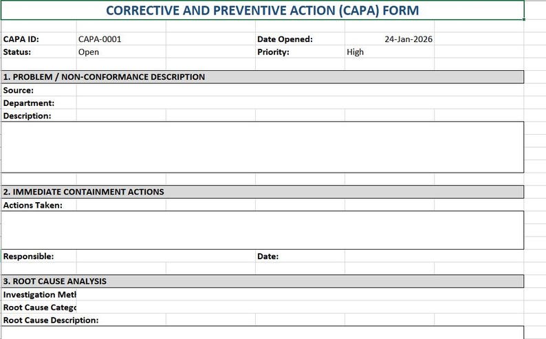 ISO 9001 CAPA Management System Excel | Corrective & Preventive Action ...