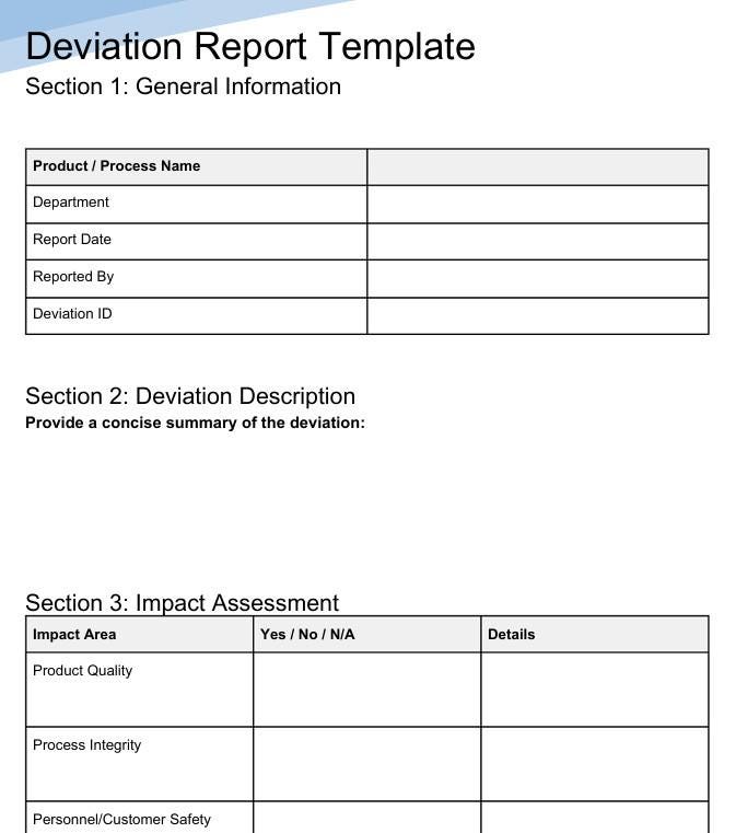 Deviation Report Examples QMS Template Bundle | 5 Editable Google Docs + Guides | Training, Audit ...