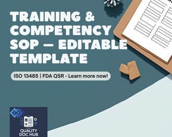 Training Competency SOP Template | Editable QMS, ISO 13485 (pdf)