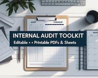 内部監査ツールキット（PDF、Excel、スプレッドシート形式）｜監査用自動トラッカーダッシュボードチェックリストテンプレート