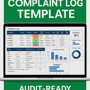 ISO 9001 Complaint Log Template | Customer Complaint Tracker Excel | Audit‑Ready QMS Tool