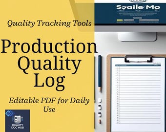 Production Quality Log | Printable Daily Lot Record Template | Editable PDF for Manufacturing & QA Tracking