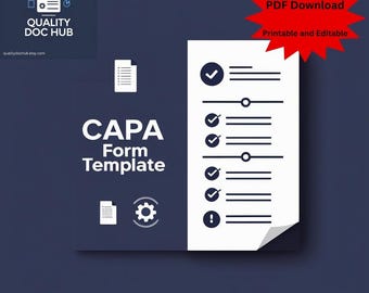 CAPA Form Template (Corrective & Preventive Action) – ISO 9001 Quality Management, Editable PDF/Word