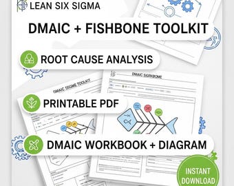 Lean Six Sigma DMAIC-arbetsbok: Utskrivbar guide och fiskbensdiagram (PDF-nedladdning)