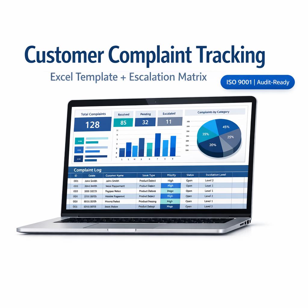 Complaints Tracking Module Cms ISO 9001 Complaint Log Template | Customer Complaint Tracker Excel ...