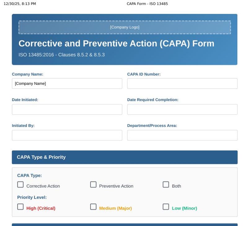 ISO 13485 Internal Audit & CAPA Toolkit | Medical Device Quality ...