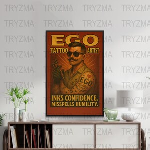 Artiste tatoueur, art mural numérique, impression d&#39;art drôle, mauvaise qualité professionnelle, téléchargement immédiat, décoration originale, art de magasin de tatouage,