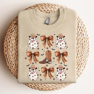 Coquette Halloween Tee: Ghost, Bow, Cowboy Boots - Western Style