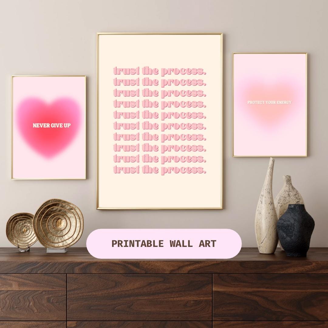 Printable Motivational Wall Art Set – Trust the Process Poster, Never ...