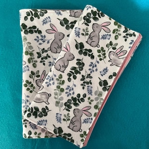 Large reversible 100% cotton flannel burp cloth set of 2, bunnies
