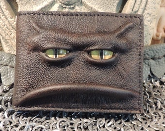Leather Wallet (Yellow eyes in Dark Brown leather)