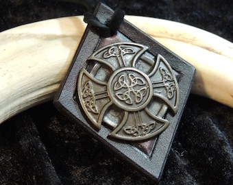 Leather Pendant - Celtic Cross