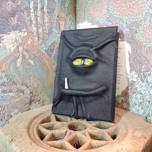 Mythical Beast Book ( Dark Blue leather with Rainbow eye )journal diary sketchbook image 3