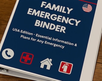 Cartella di emergenza per la famiglia USA / Planner di preparazione stampabile / Download digitale PDF