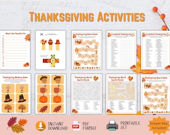 Thanksgiving Bundle Printable Activities for Kids