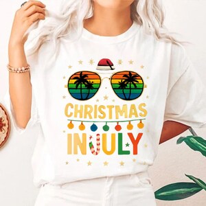 Christmas In July Shirt, Santa Summer Shirt, Christmas In Summer Shirt, Xmas In July Gift, Tropical Christmas Family Gift Shirt, Xmas Summer