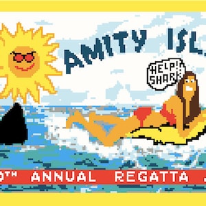 Jaws Amity Island Billboard Cross Stitch Pattern PDF Download Only