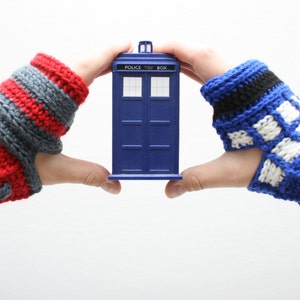 Dalek Tardis Doctor Who inspired gloves Combo Crochet Patterns