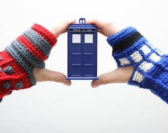 Dalek Tardis Doctor Who inspired gloves Combo Crochet Patterns