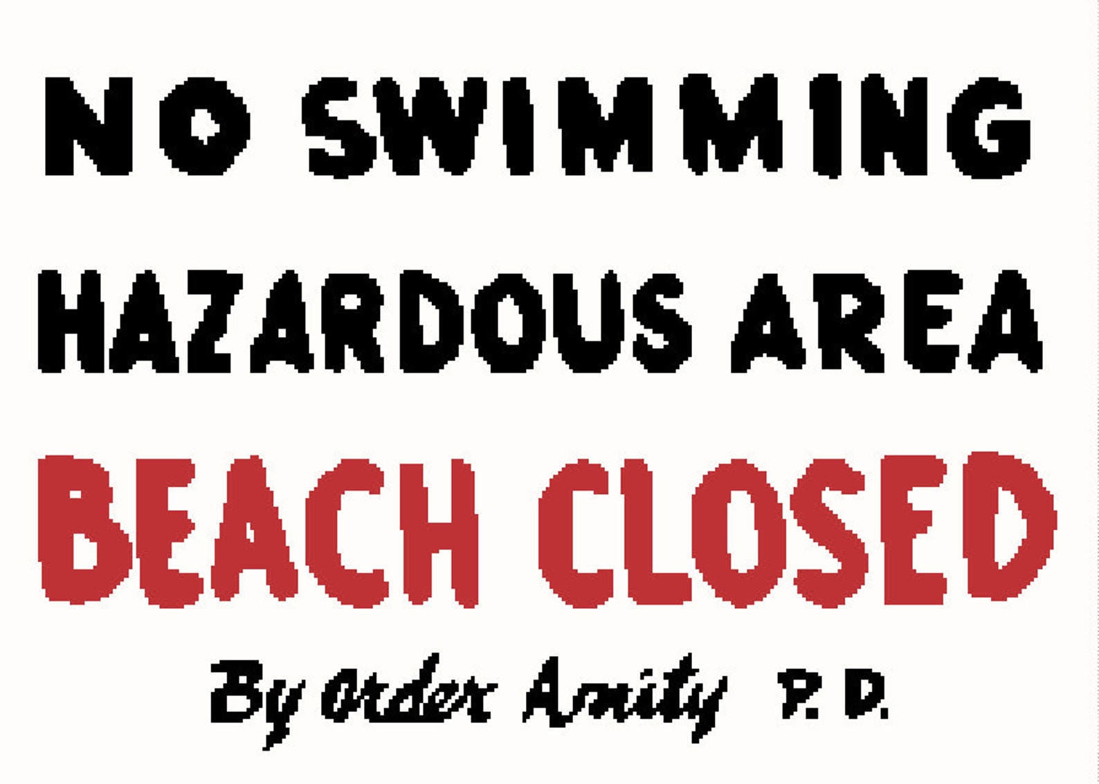 Jaws Beach Closed Sign XL Cross Stitch Pattern PDF Download - Etsy