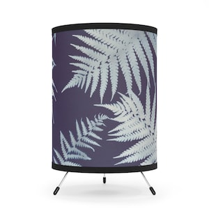Bohemian Tripod Lamp with Fern Print Shade, Home Decor, Ambient Lighting, Living Room Accent, Gifts for Nature Lovers, Home Accessories
