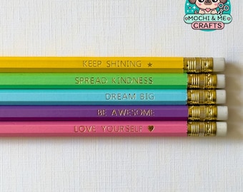 Positive Affirmation Pencils - Foil Stamped | Motivational Gift Set