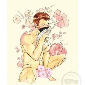 Fiore di ciliegio, stampa artistica, belle arti, studio maschile, LGBT.