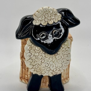 Vintage Glazed Ceramic Studio Pottery Sheep Planter
