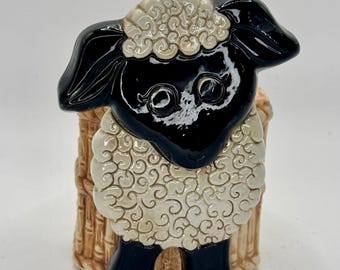 Vintage Glazed Ceramic Studio Pottery Sheep Planter