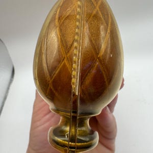 Vintage Pair of Carved Wood and Brass Kirsch Fit & Finish Roman Shade Accessories - Finials.