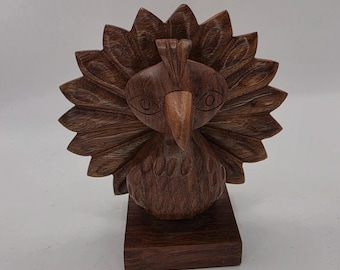 Hand-Carved Matr Boomie Sheesham Wood Peacock Eyeglass Holder