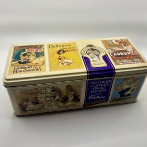 Vintage 1990 Cadbury&#39;s Chocolate Finger Hinged Biscuits Tin