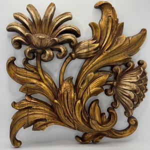 Vintage 1965 Syroco Dart Inc. Flower Carved Wall Decor Mid-Century Decor