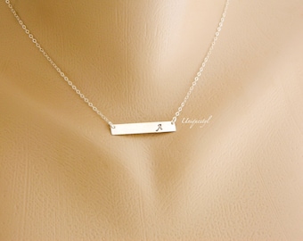 Dainty Silver Bar Necklace, Custom Initial Necklace, Initial Bar Necklace, Sterling silver, Gold Filled, Bar Necklace, Christmas Gift