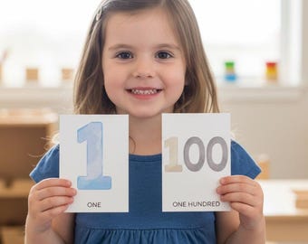 Watercolor Counting Flashcards 0-100: Montessori Learning (Digital Download)