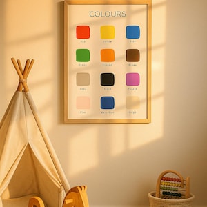 Póster de acuarela para niños: Decoración educativa para preescolar y guardería (descarga digital)